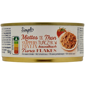 Miettes de thon à la sauce tomate SIMPLY la boite de 104g